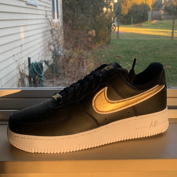 Nike Shoes - Nike Air Force 1 '07 Women's Sneakers Black/Metallic Gold & White